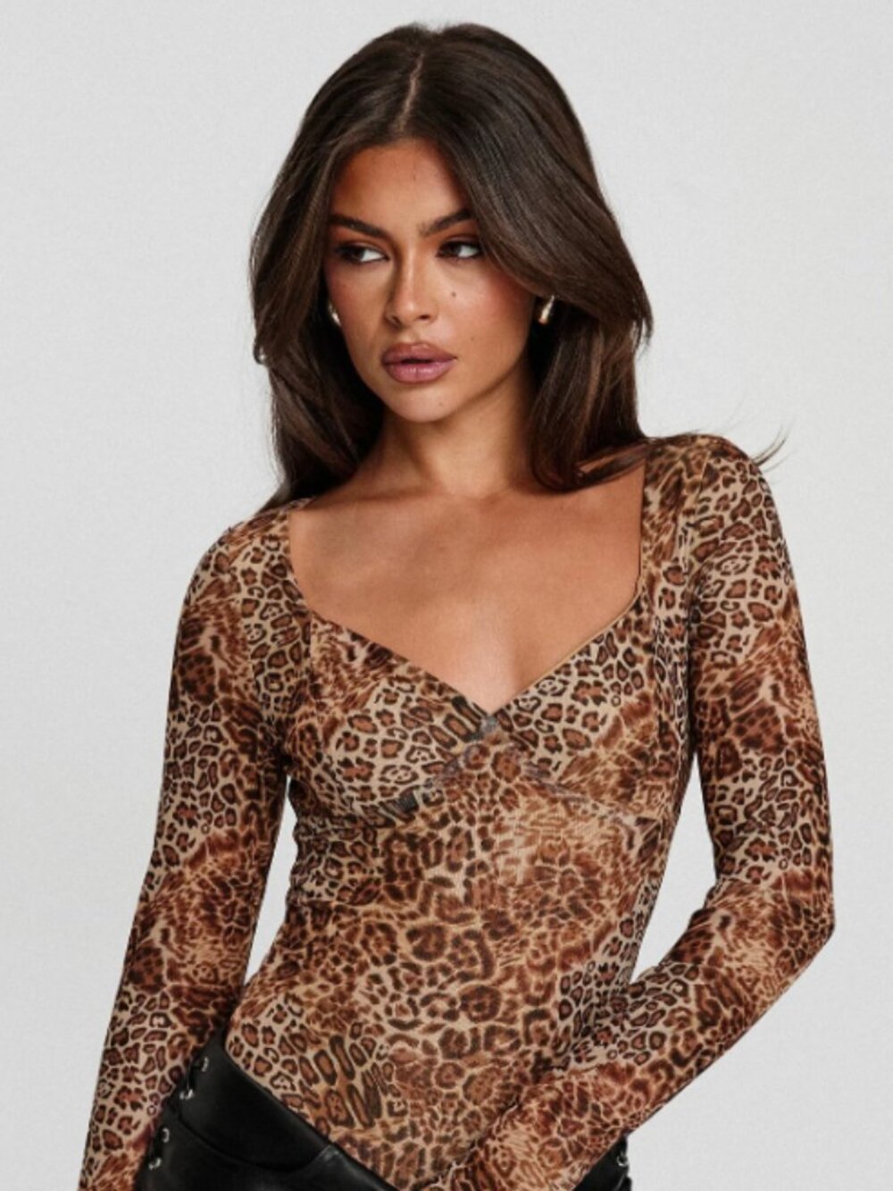 Princess Polly Elixia Long Sleeve Body Suit - Leopard
